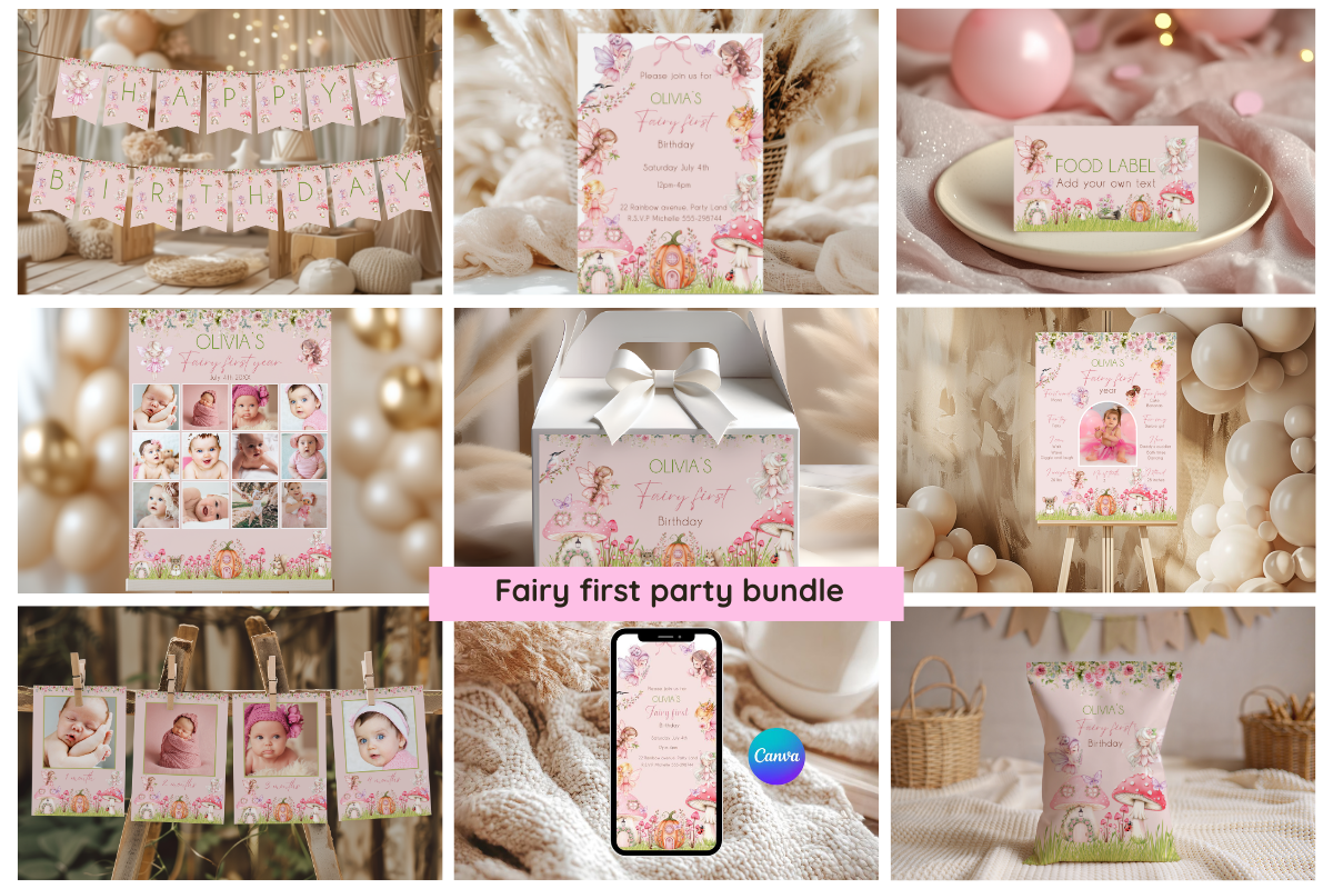 Fairy First Party Bundle Editable