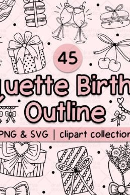 coquette birthday outline clipart set graphics 104870274 1 1 580x387