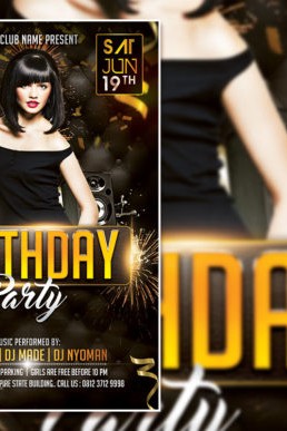 dark style birthday party flyer template graphics 11039011 580x387
