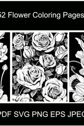 flowers coloring book pages graphics 58771594 1 1 580x435