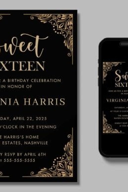 gold black sweet sixteen birthday invite graphics 135081825 1 1 580x387
