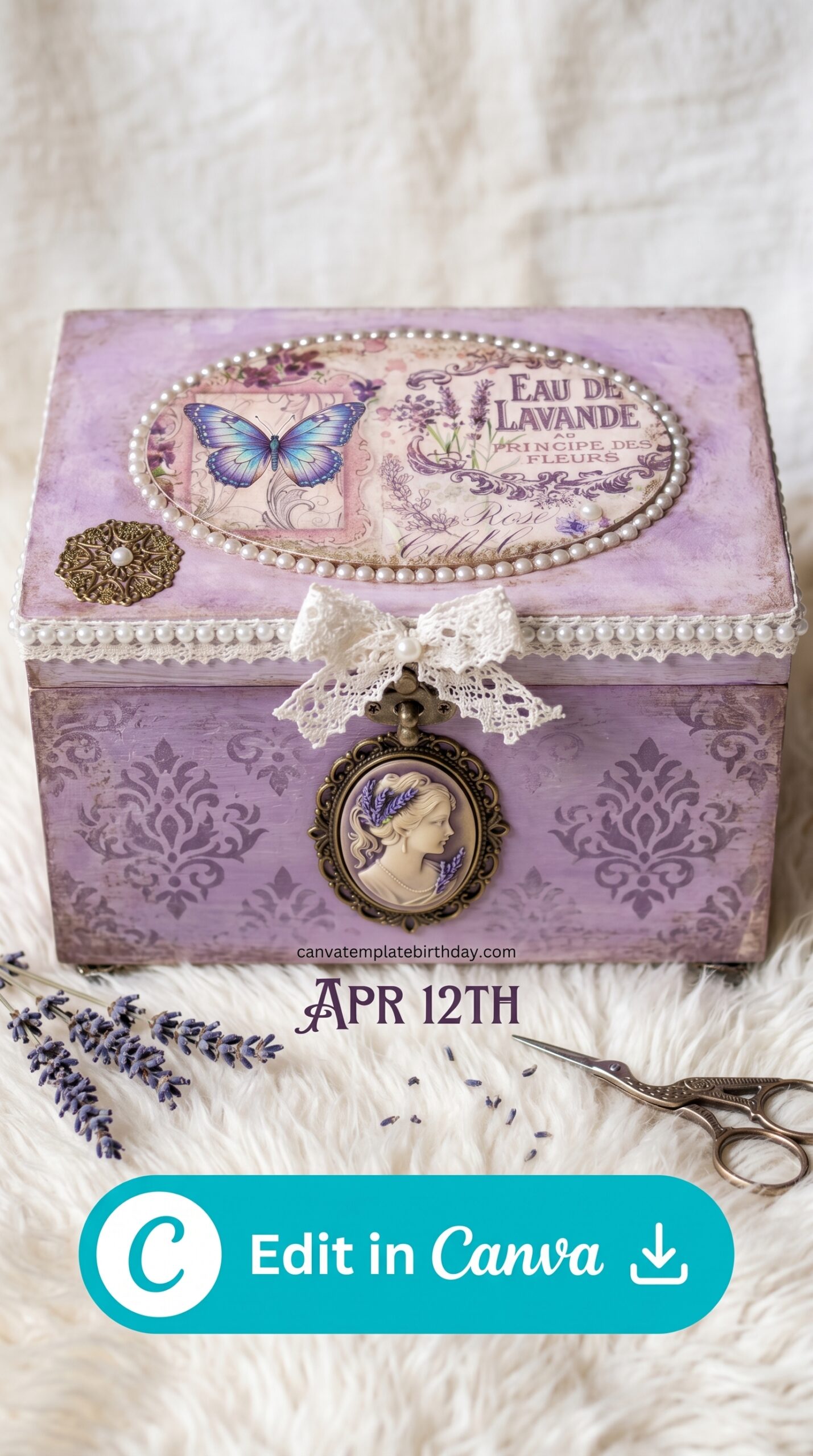 birthday card holder purple boho jewelry keepsake box printable editable