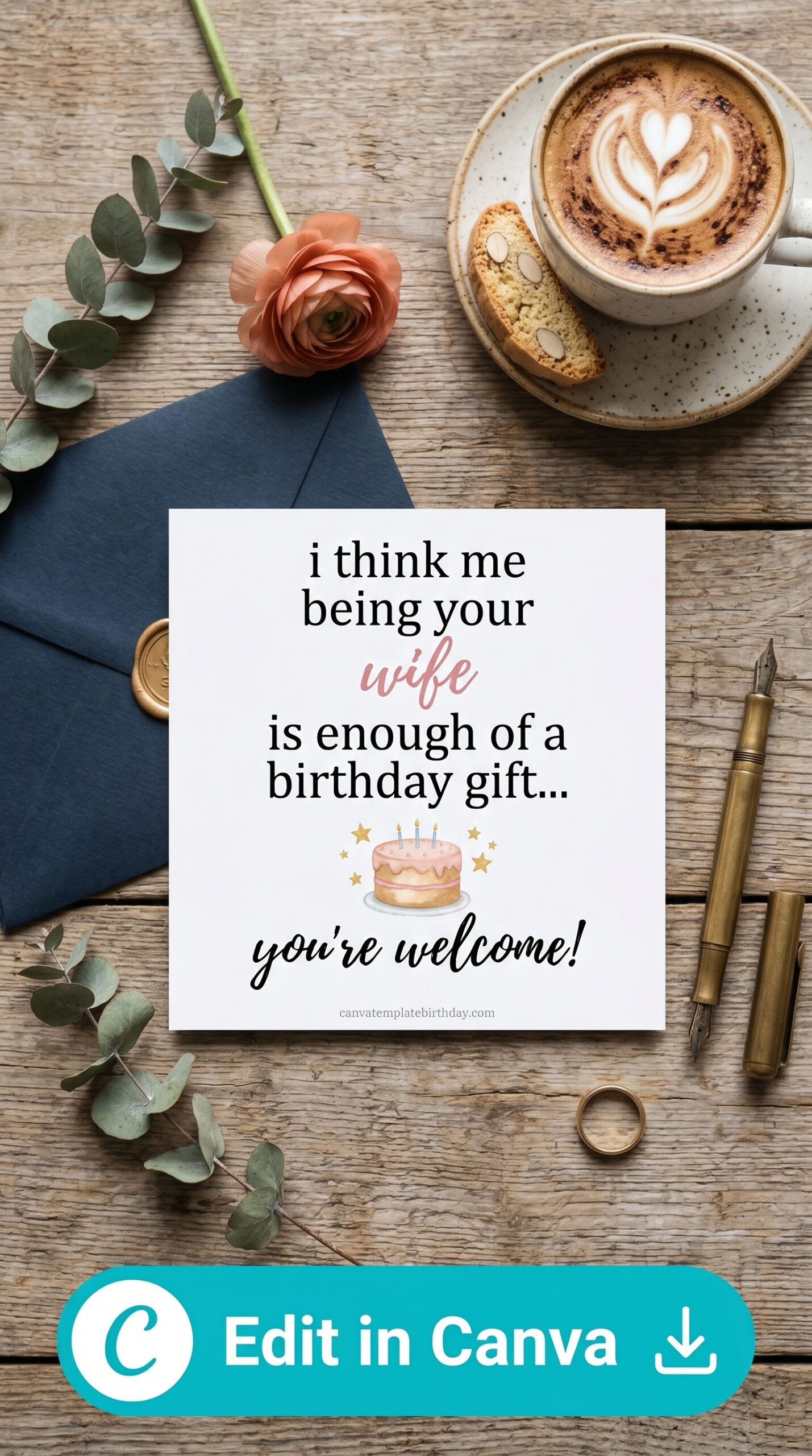 birthday card husband funny witty heartfelt printable editable