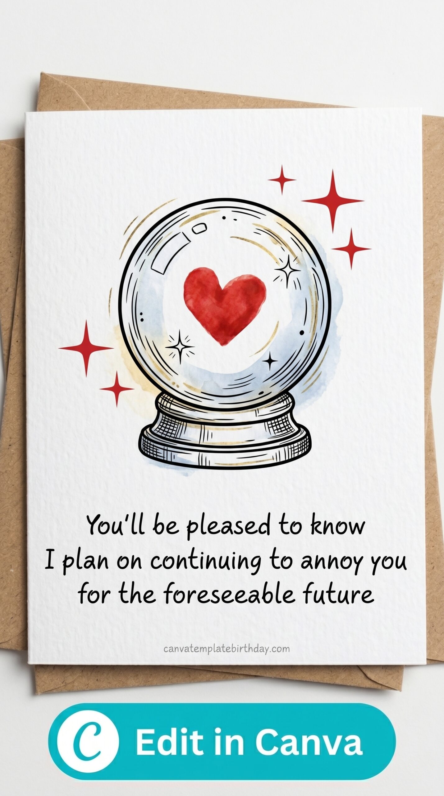 birthday card husband funny crystal ball heart design printable editable