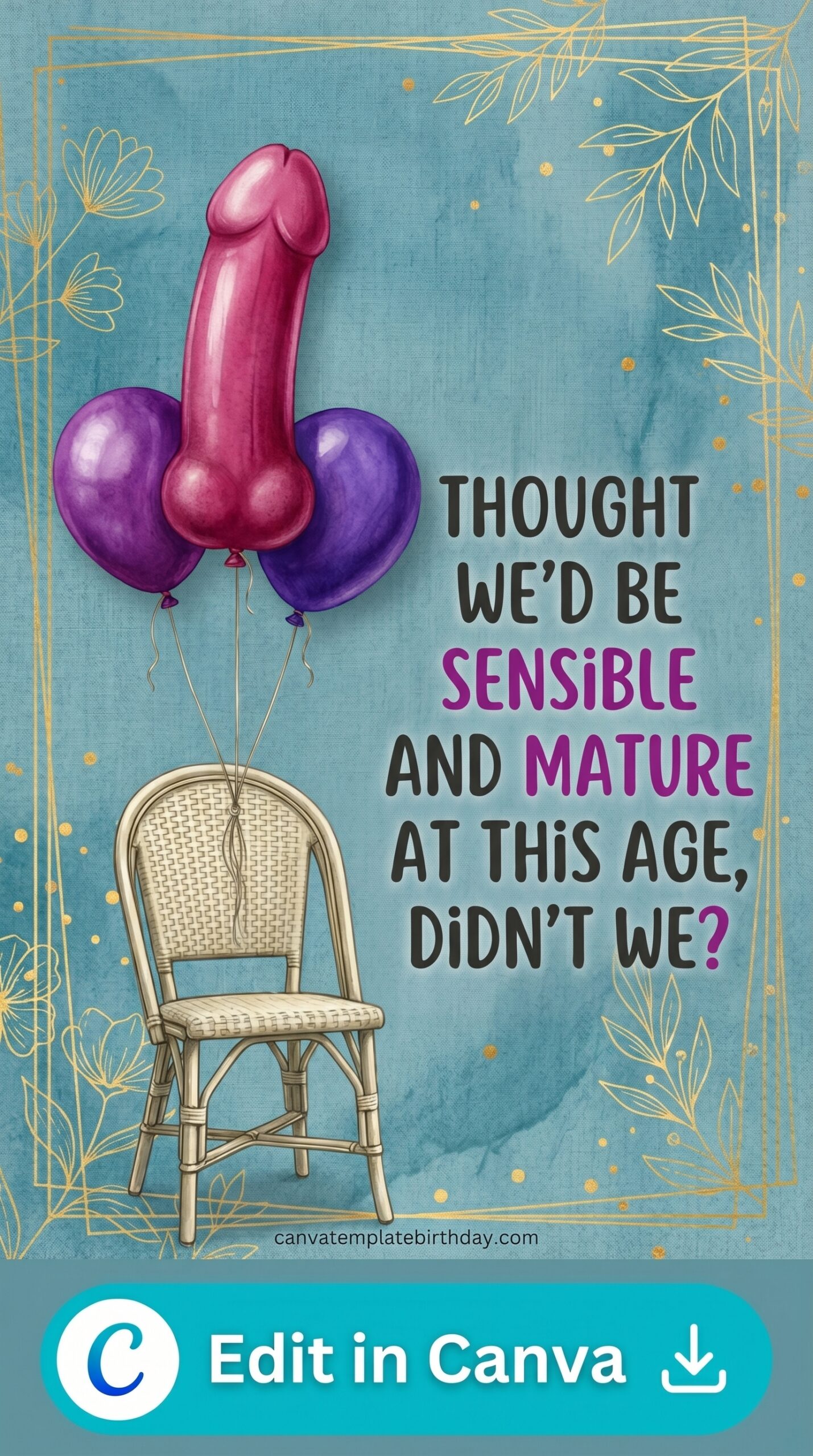 birthday card husband funny sensible mature humor printable editable