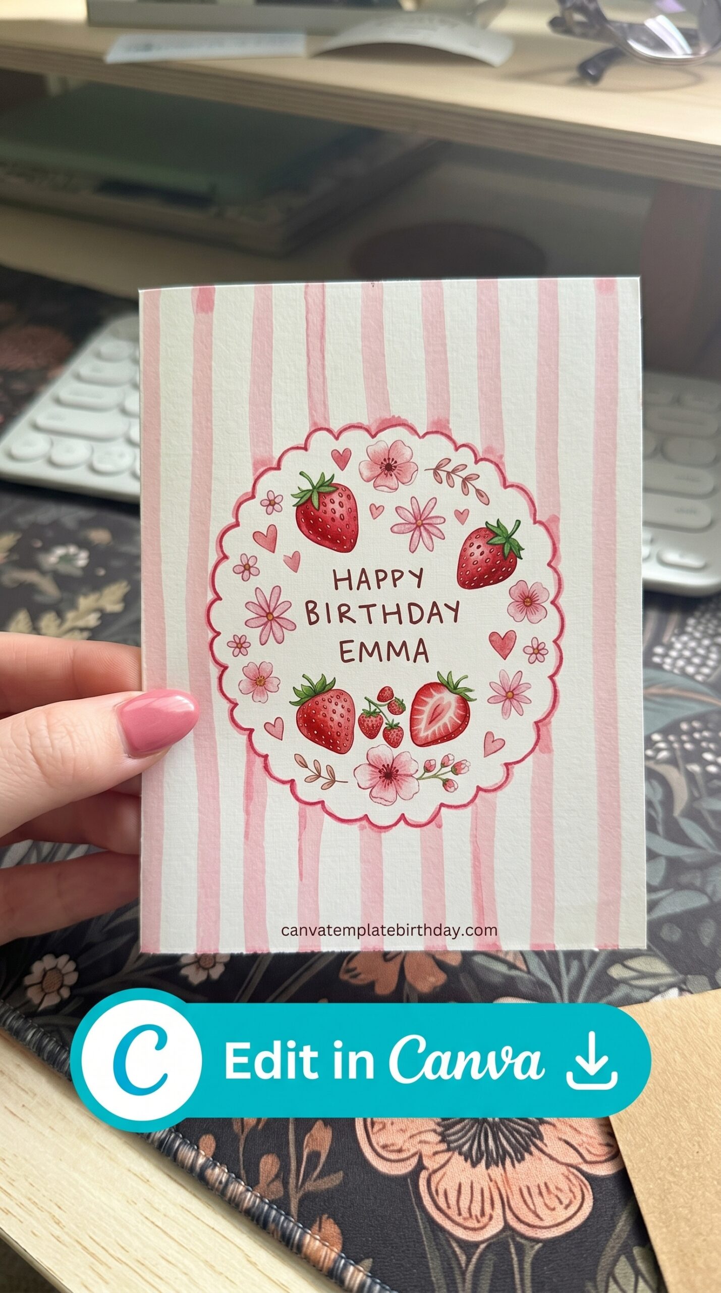 birthday card ideas for friends strawberries sweet design printable editable