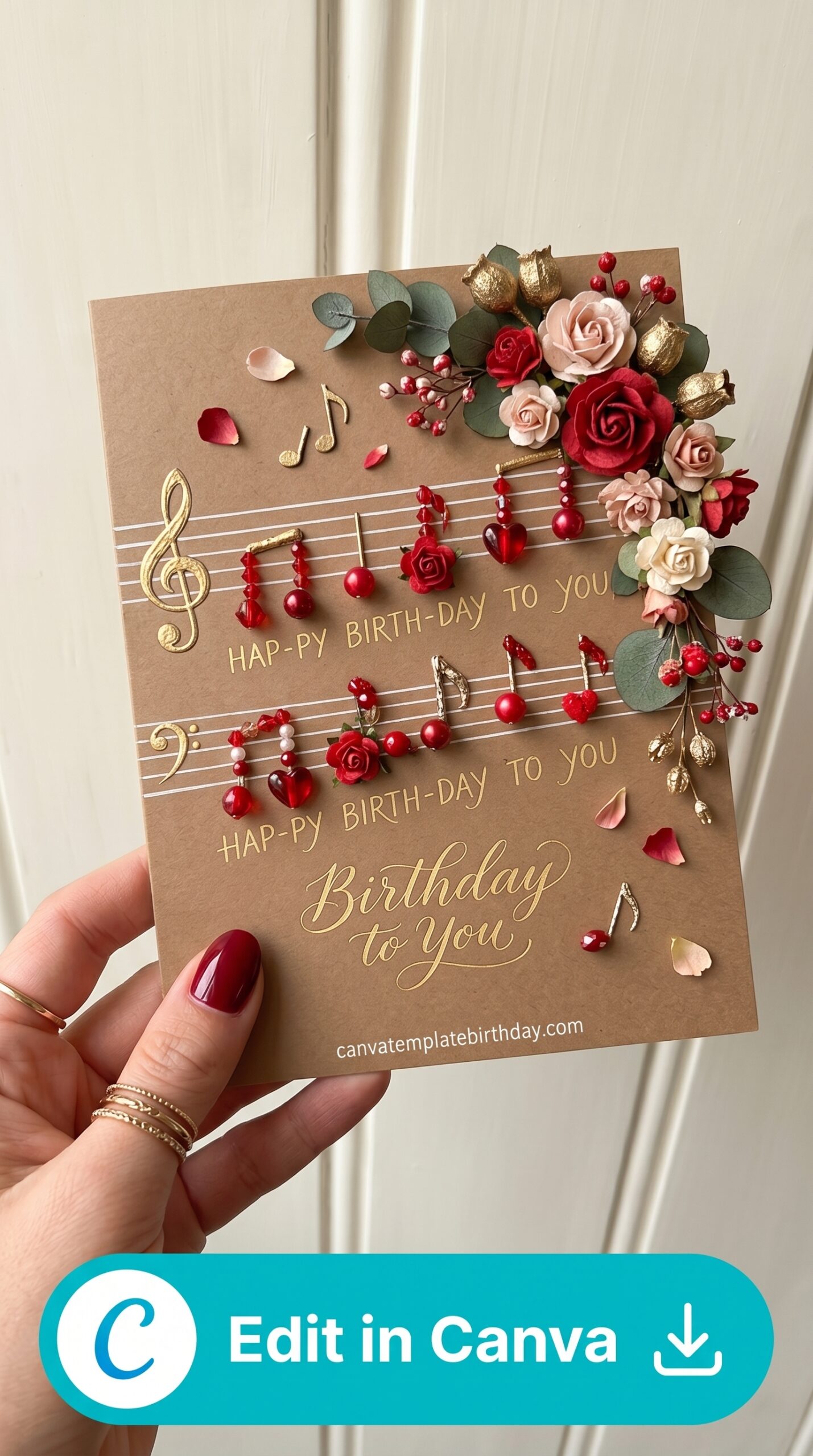 birthday card ideas for friends music notes melody theme printable editable