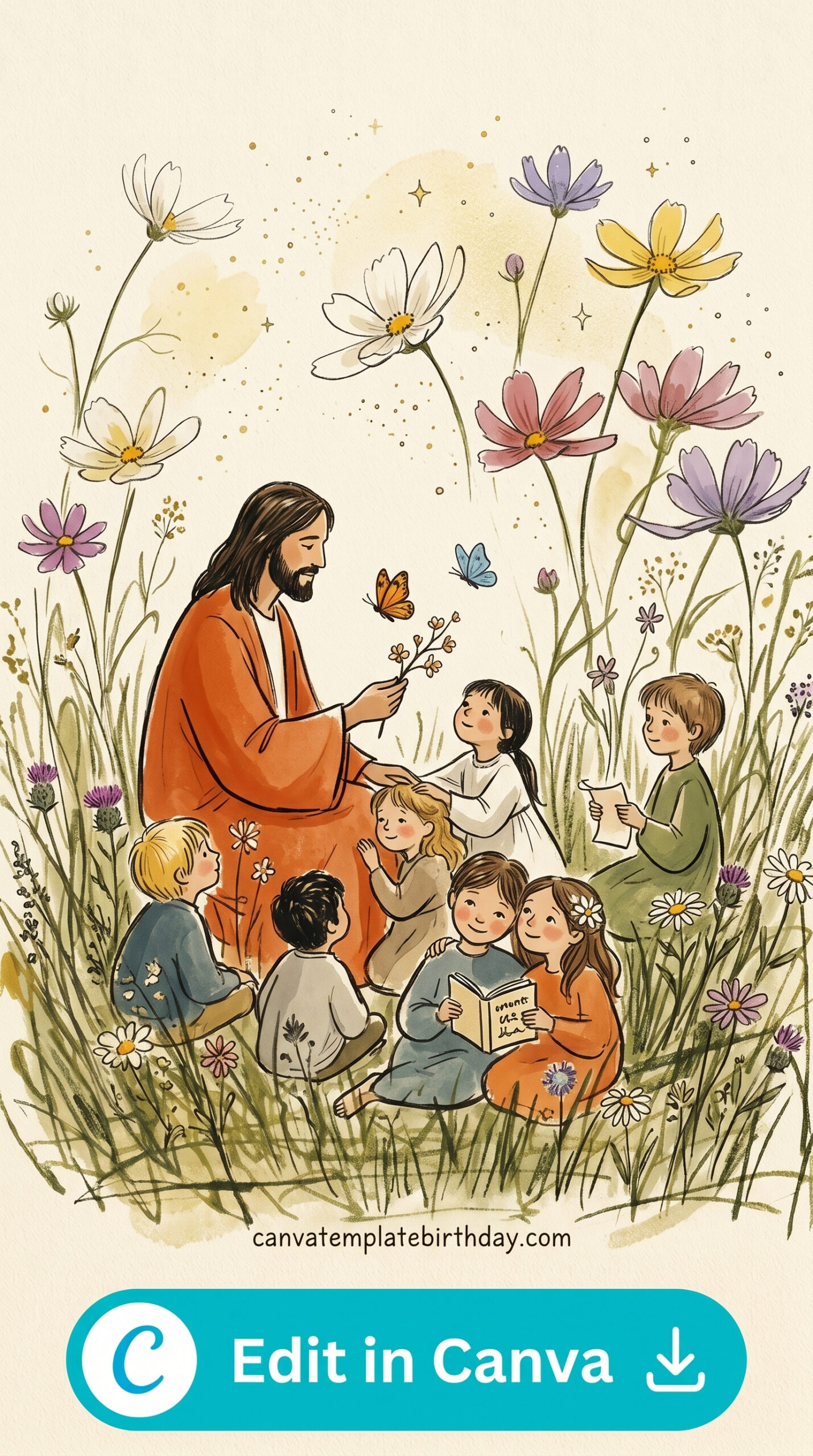 birthday card jesus see you soon jesus with children nursery art printable editable