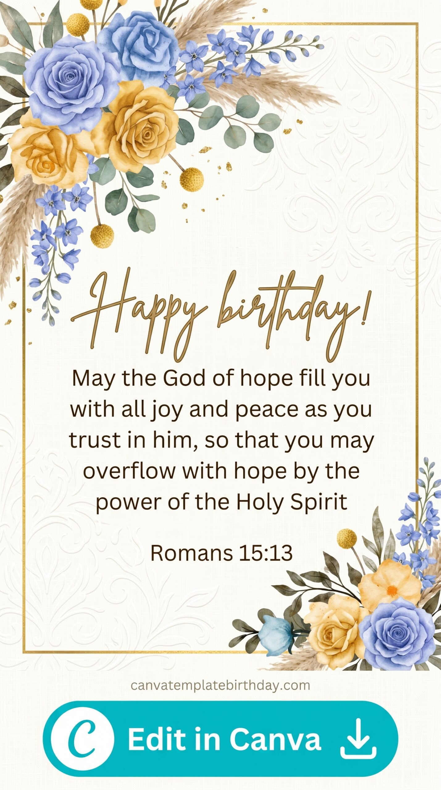 birthday card jesus see you soon elegant floral design printable editable