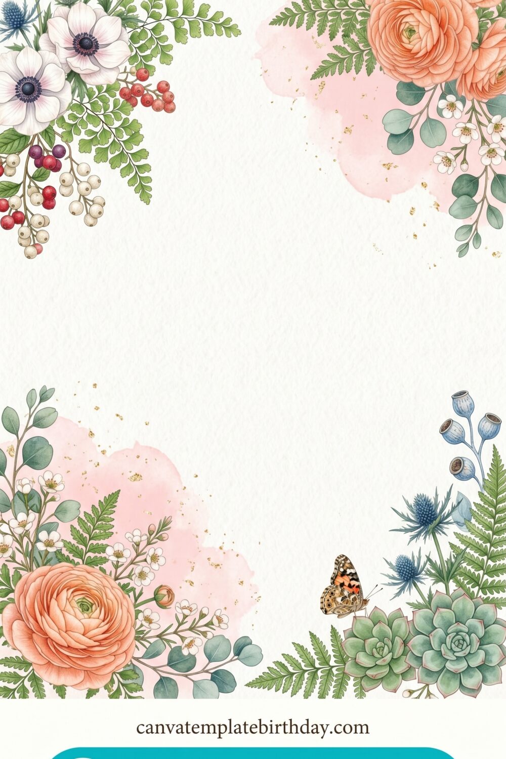 Birthday Invitation Background HD — Elegant Watercolor Canva Template