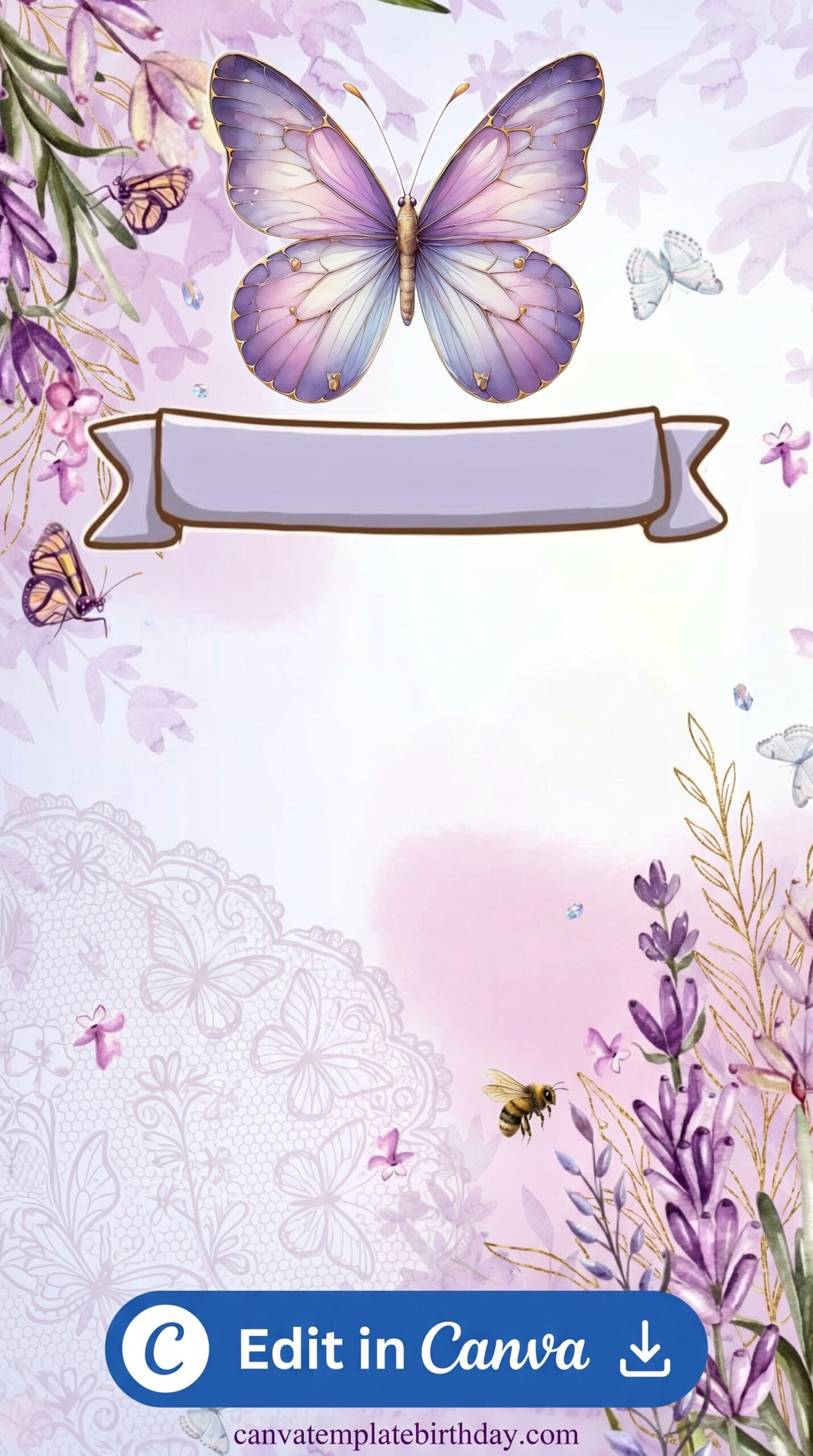 Birthday Invitation Butterfly Theme