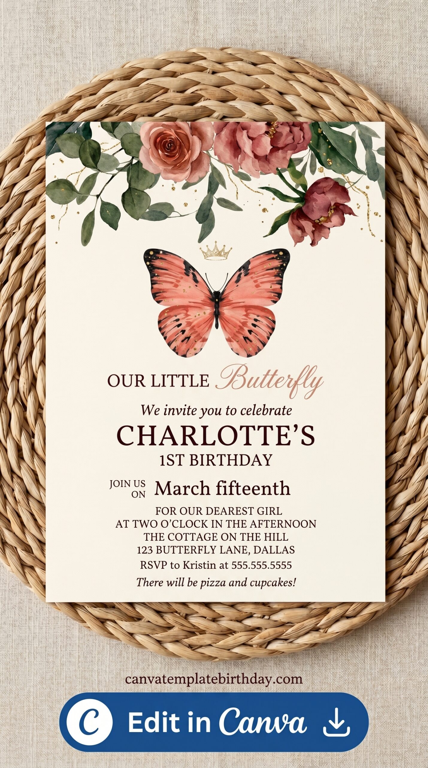 Birthday Invitation Butterfly Theme