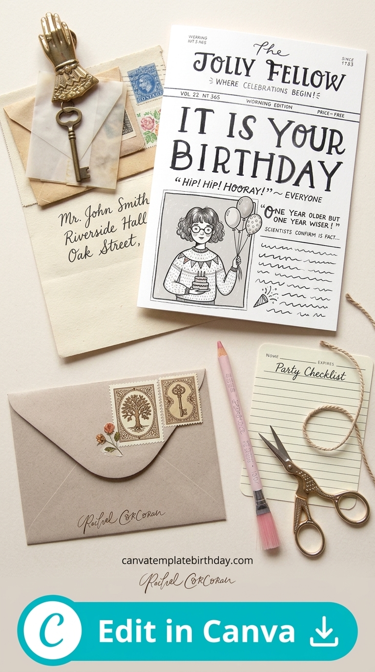 birthday invitation envelope watercolor flowers printable editable