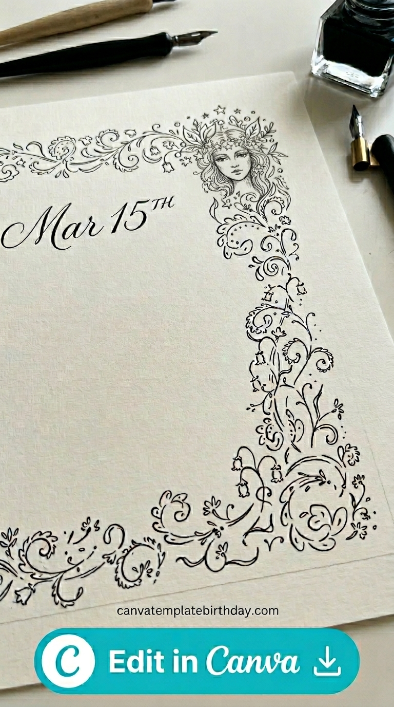 birthday invitation envelope elegant gold foil printable editable