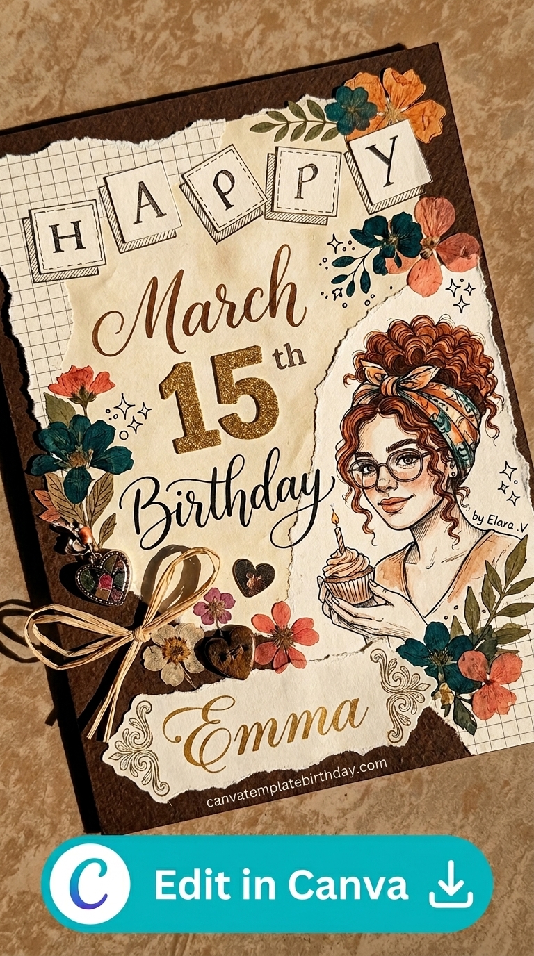 birthday invitation envelope floral design printable editable