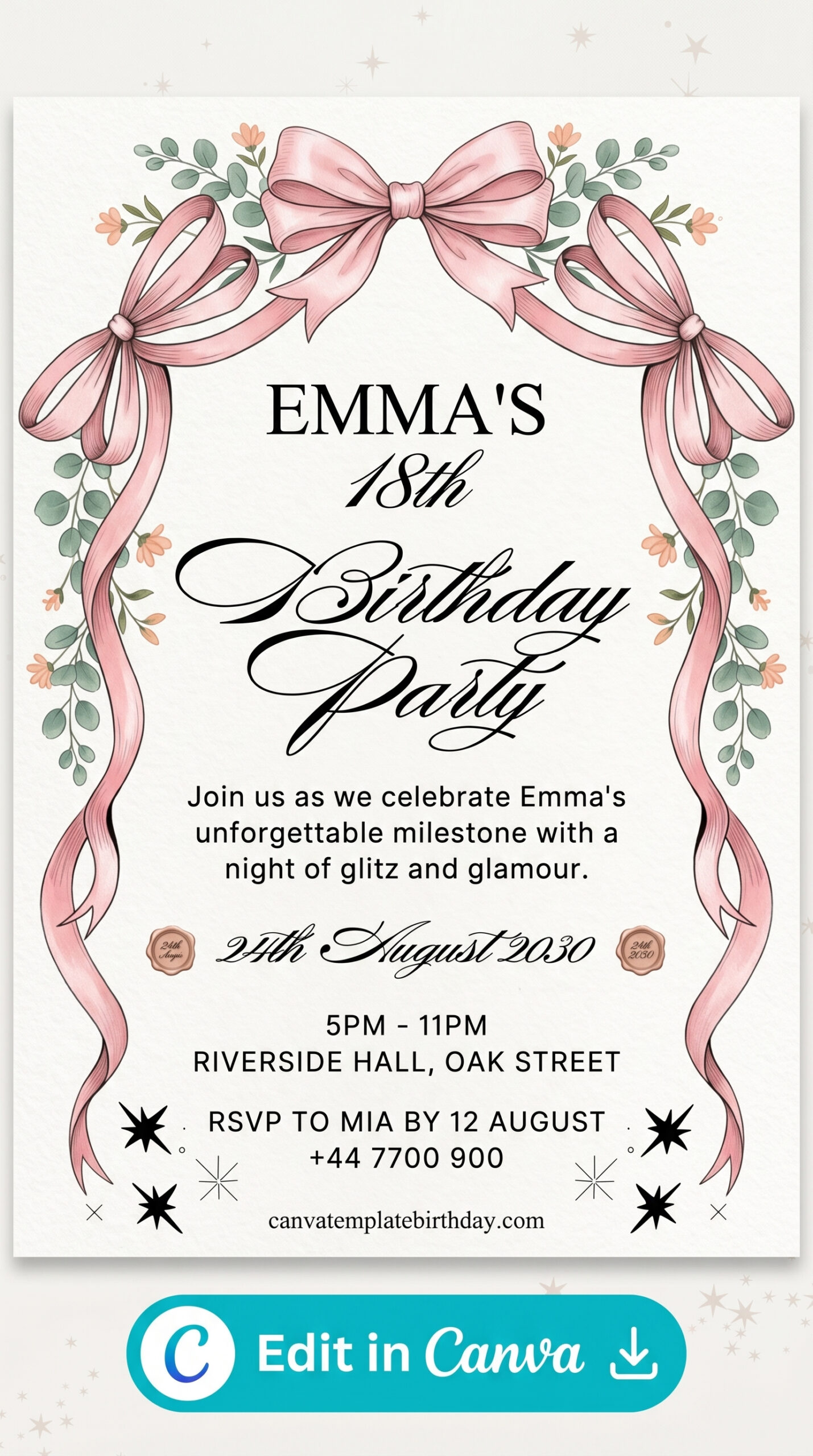 birthday invitation format pink beige 16th birthday chic printable editable