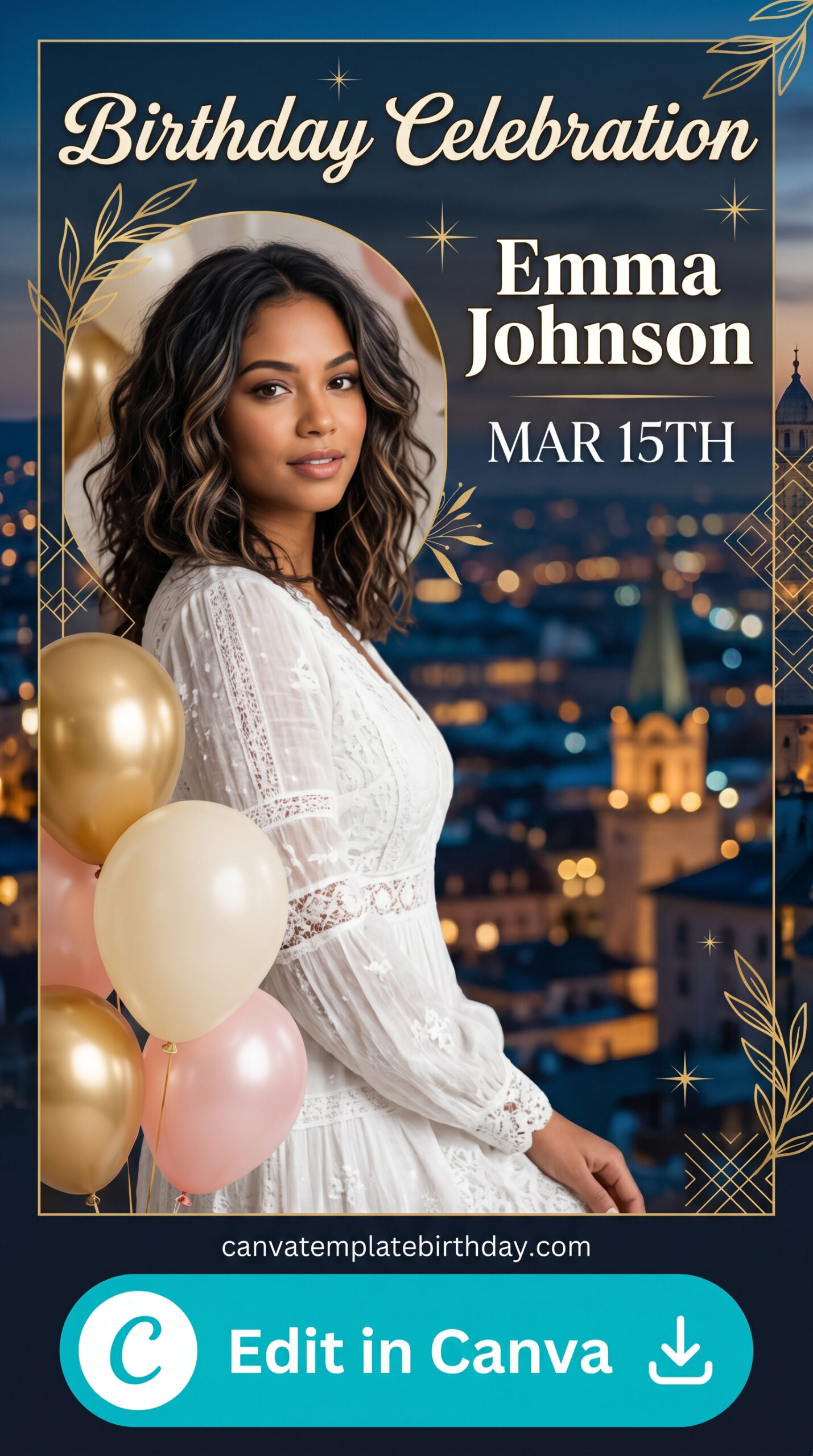 birthday invitation girl editable magazine template canva gift printable editable