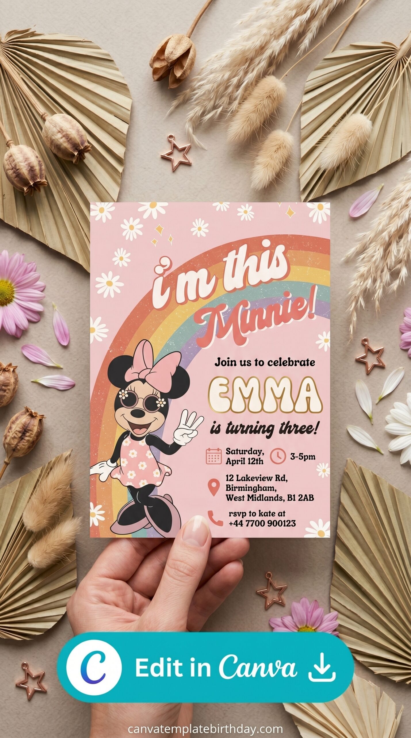 birthday invitation girl cute character theme party card printable editable