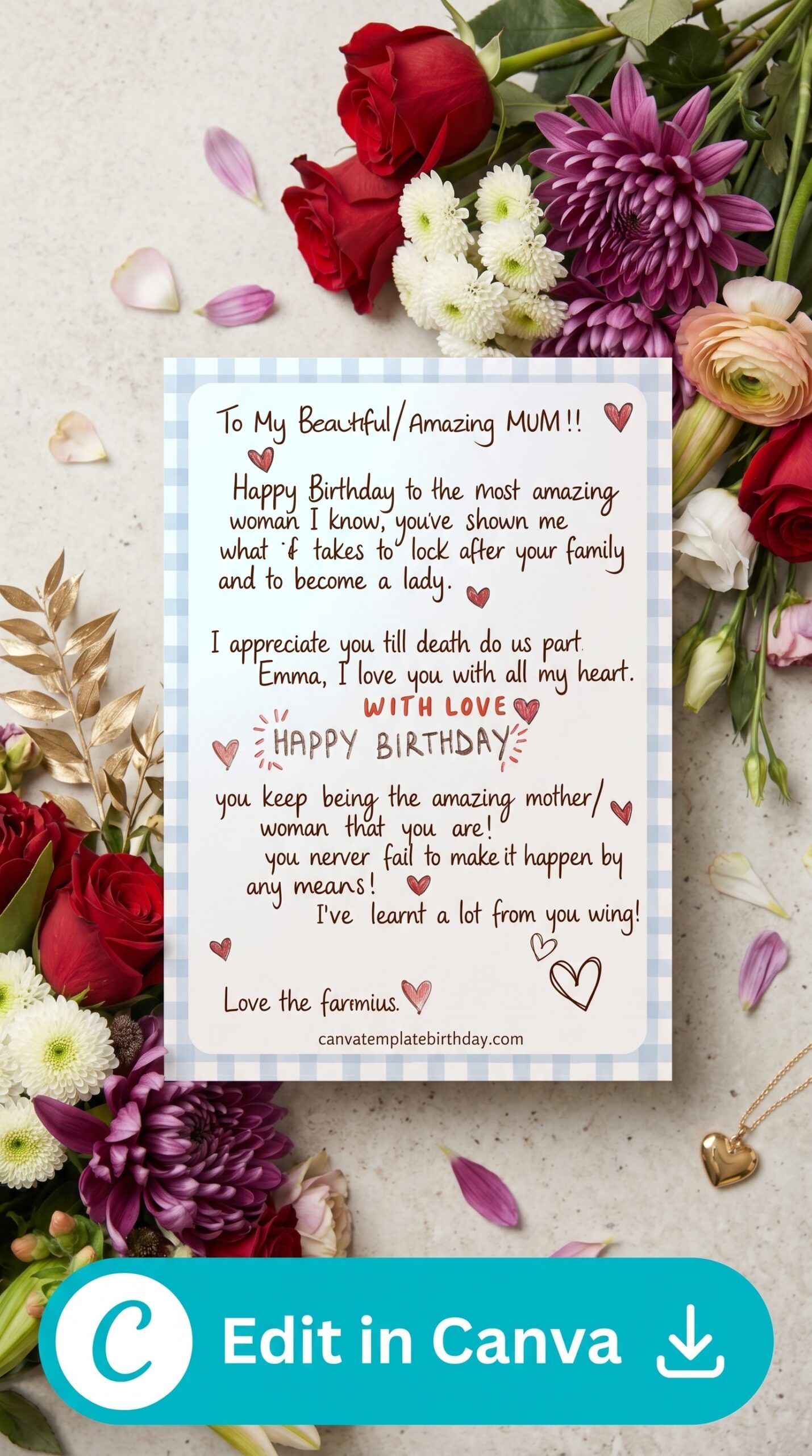 birthday letter to sister heartfelt canva template special day printable editable