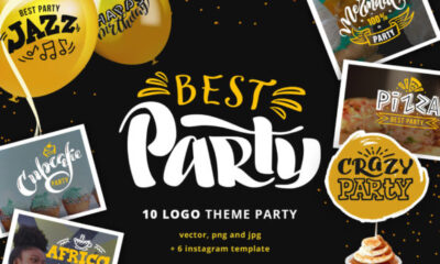 birthday aesthetic dark lettering party set printable editable