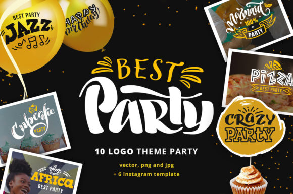 birthday aesthetic dark lettering party set printable editable