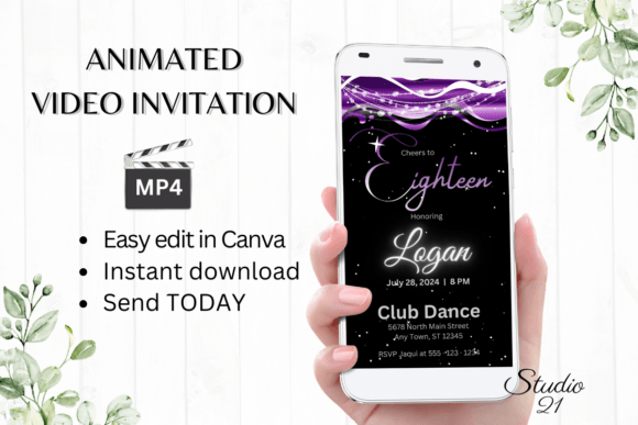 birthday aesthetic dark 18th birthday invitation dark theme printable editable
