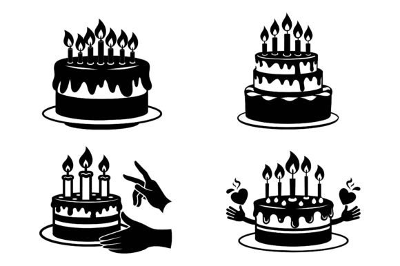 dark aesthetic birthday theme hand drawn cake bundle template editable