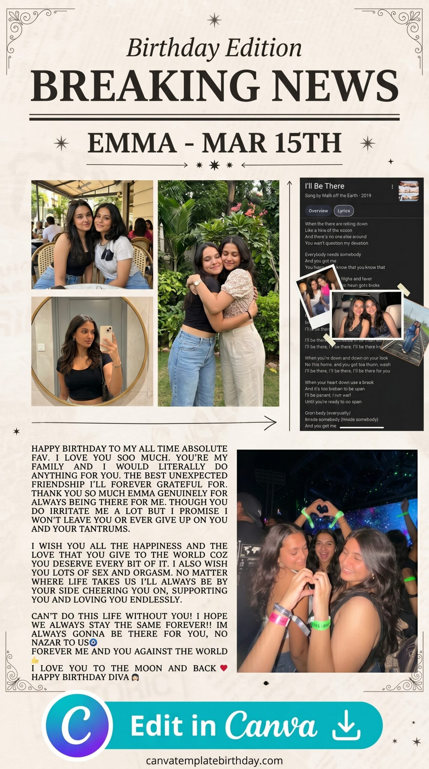 template birthday newspaper creative news report personalized printable editable