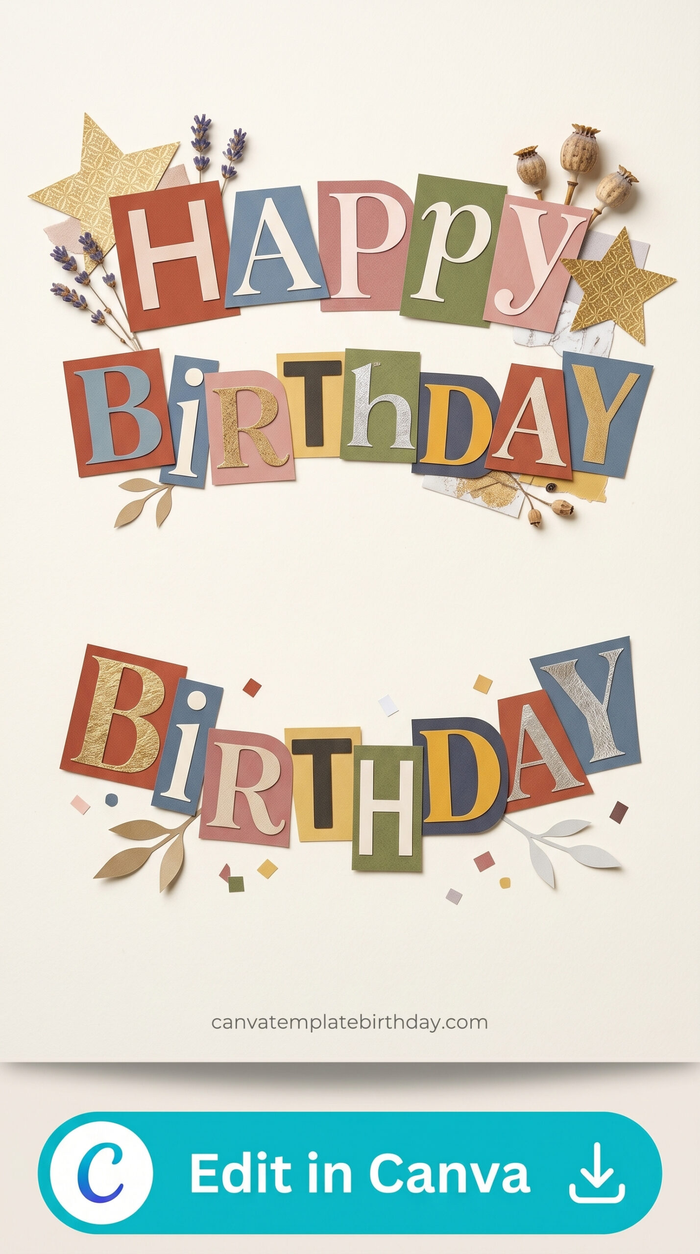 template birthday newspaper cut out letters happy birthday stars printable editable