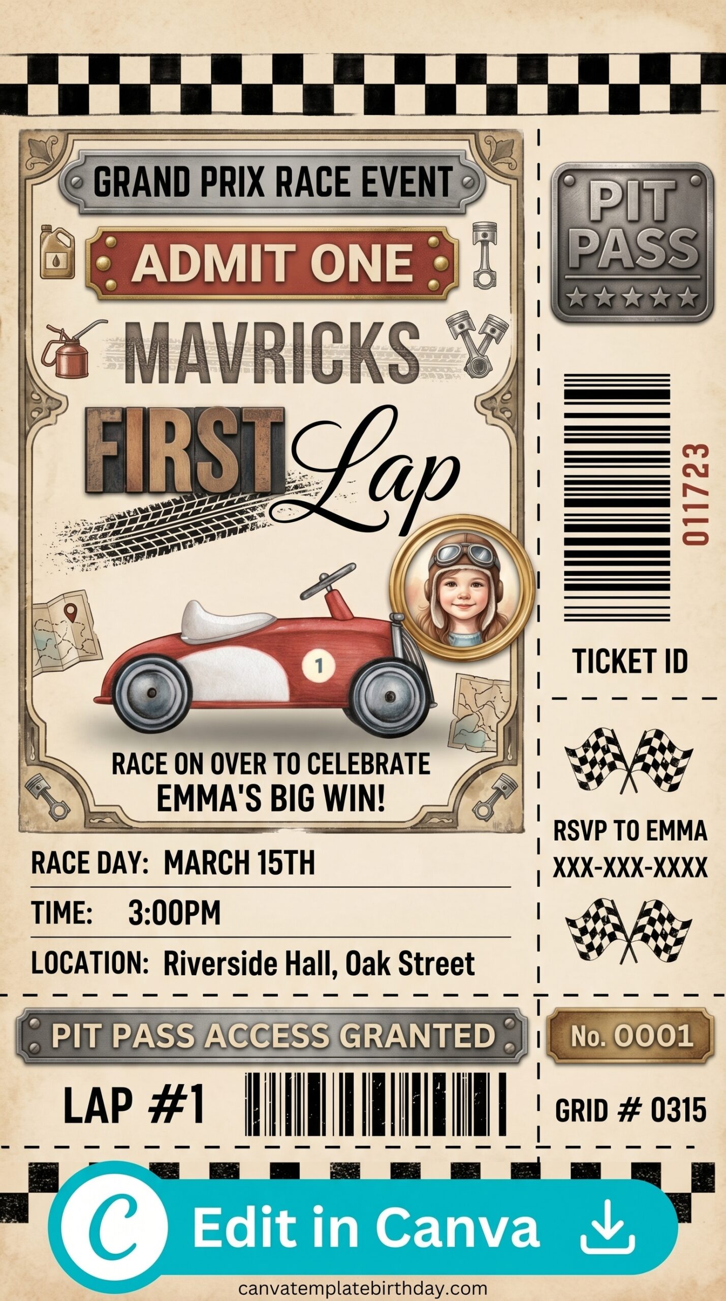 template birthday party invitation race car kids first birthday printable editable