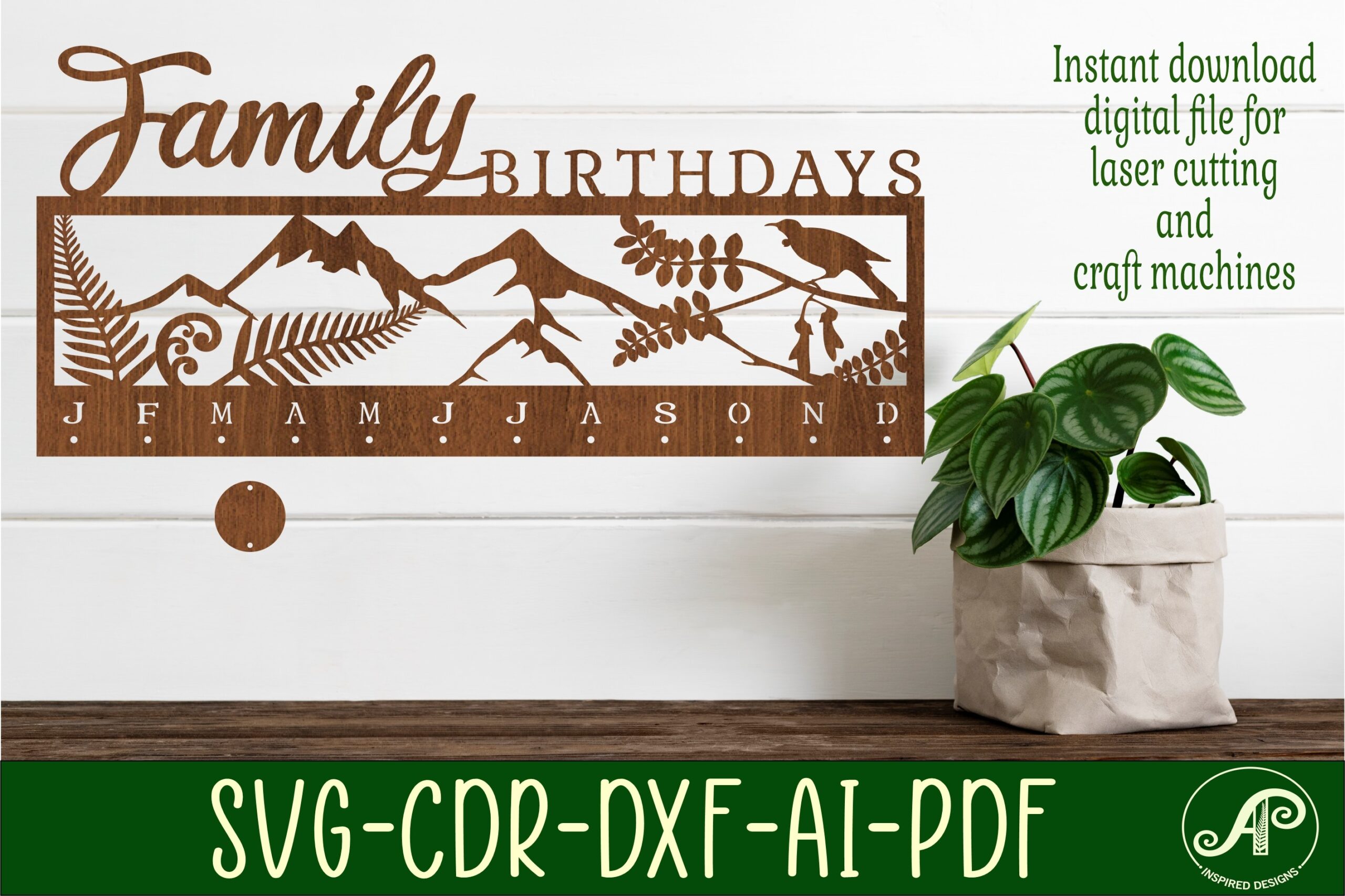 laser cut birthday calendar svg 4 x calendar sets svg laser cut file printable editable 3