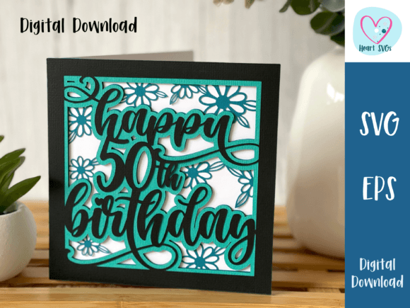 happy 50th birthday card svg