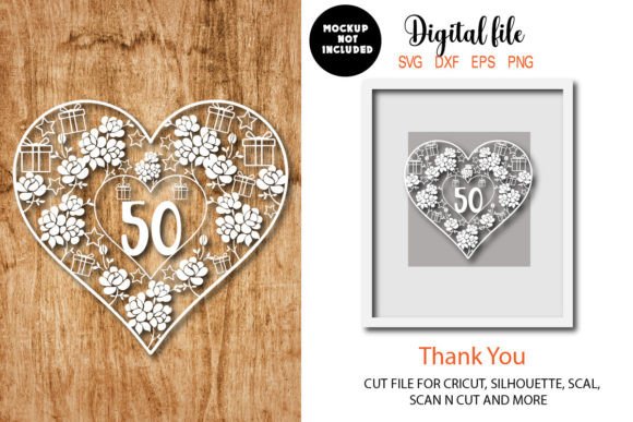 50 birthday frame papercut template