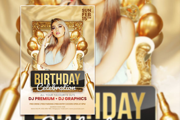 gold style birthday invitation template