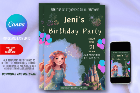 editable birthday invitation template