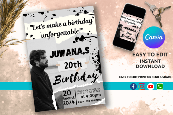 editable birthday invitation template
