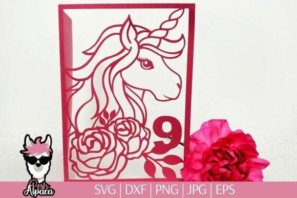 unicorn 9th birthday card template