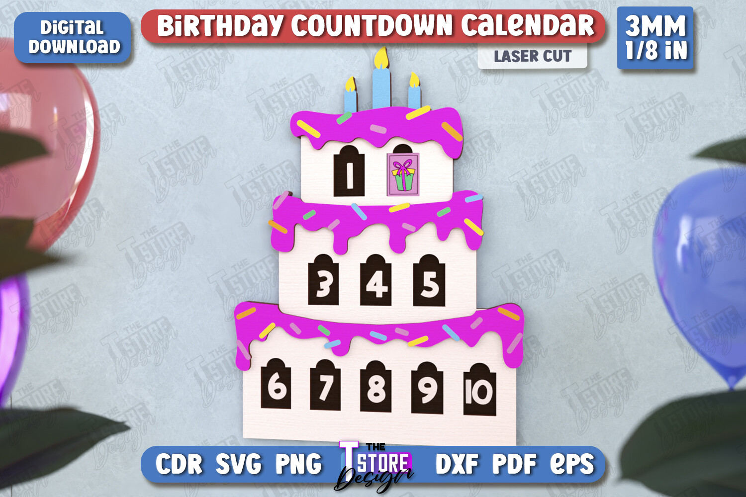 laser cut birthday calendar svg birthday countdown calendar bundle | cnc printable editable 1
