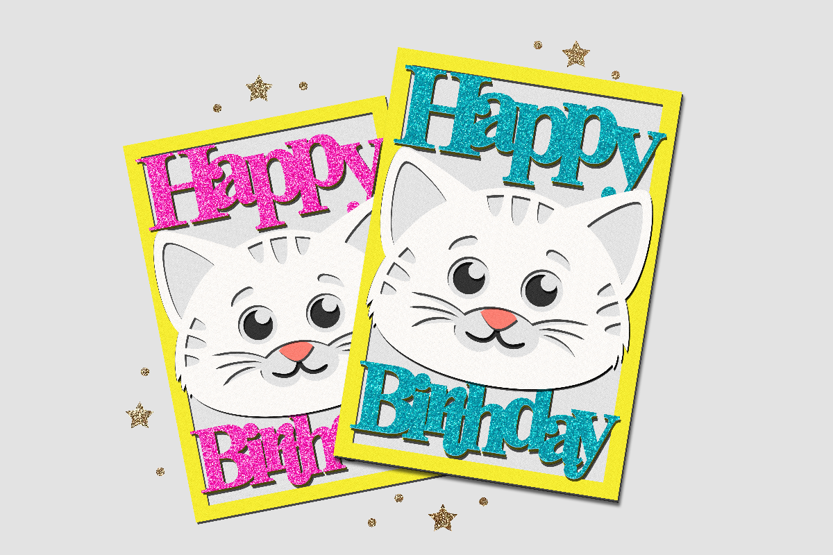 laser cut birthday card svg cat happy birthday card printable editable 1