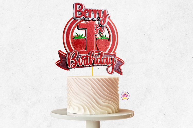 birthday decoration ideas girl baby berry strawberry cake topper laser cut printable editable