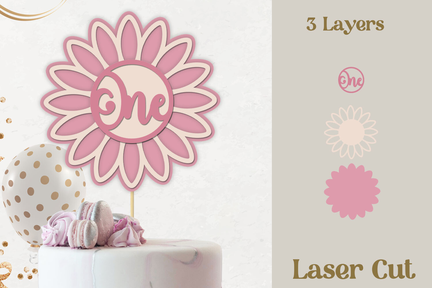 birthday decoration ideas girl baby flower floral one cake topper printable editable