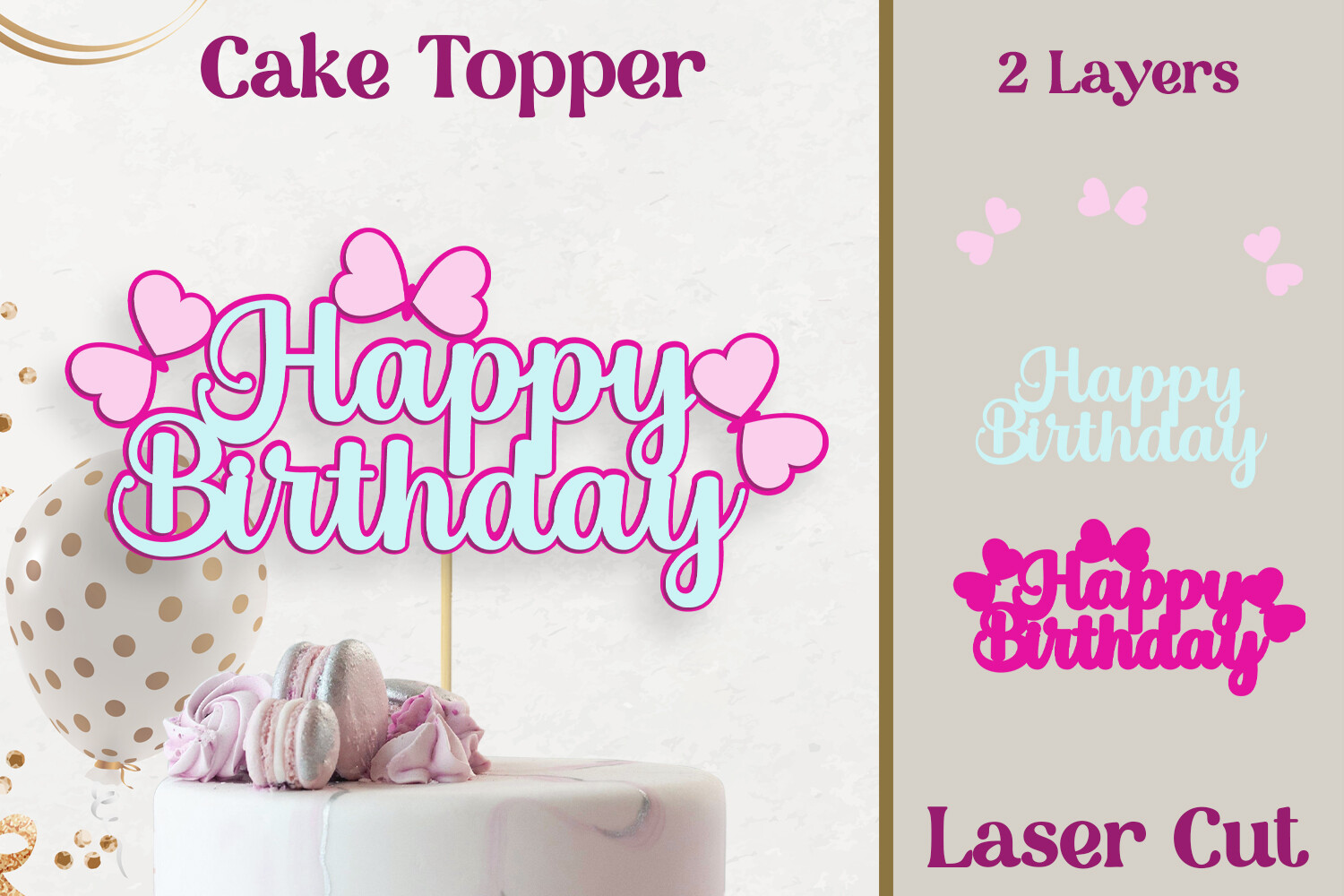 birthday decoration ideas girl baby butterfly layered SVG cake topper printable editable