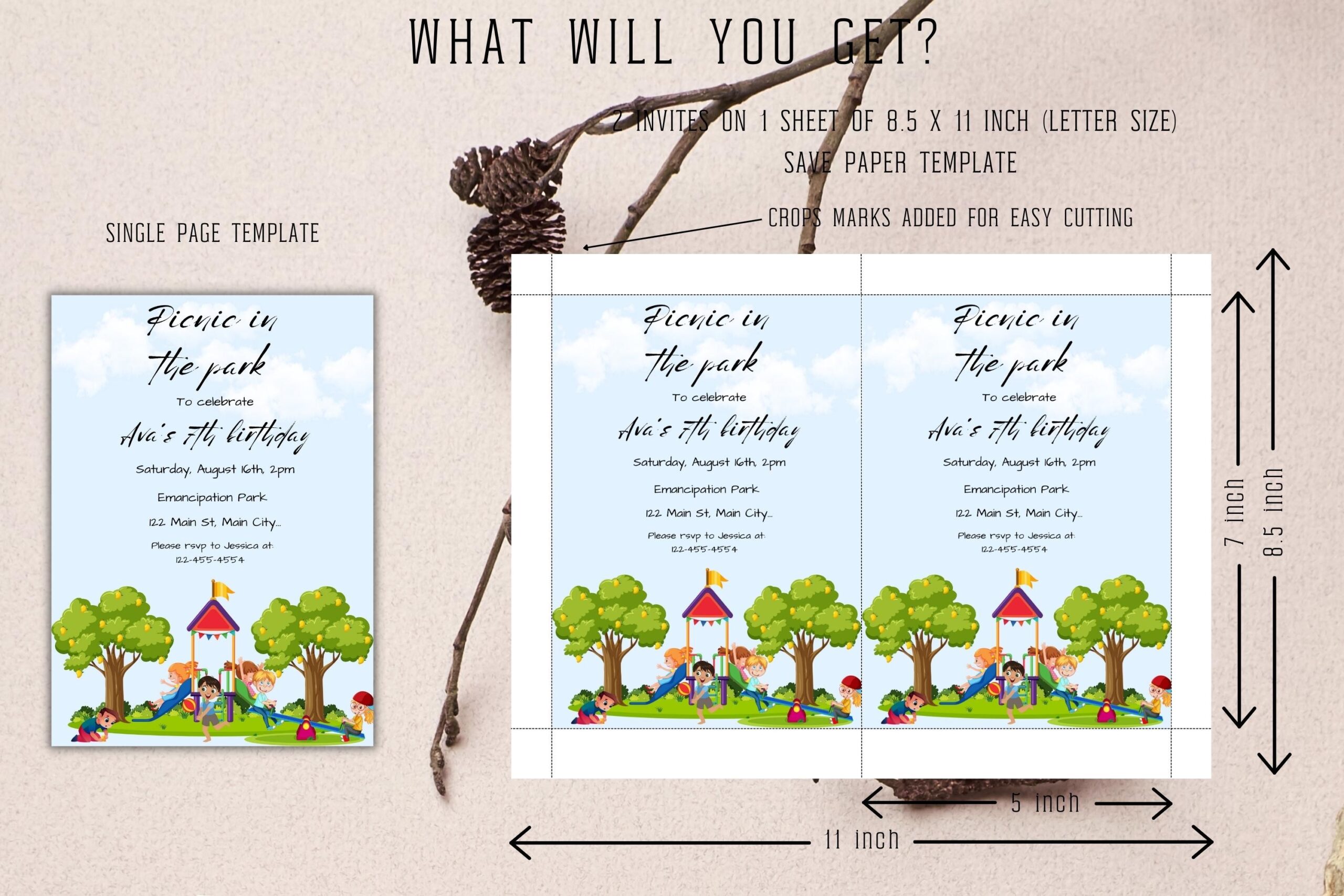 birthday picnic party outdoor night invitation preview editable