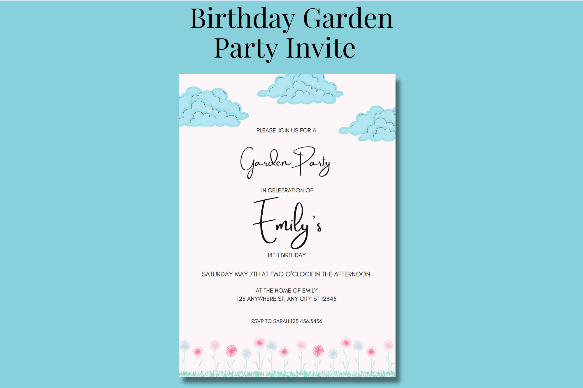birthday garden party invite outdoor night printable editable