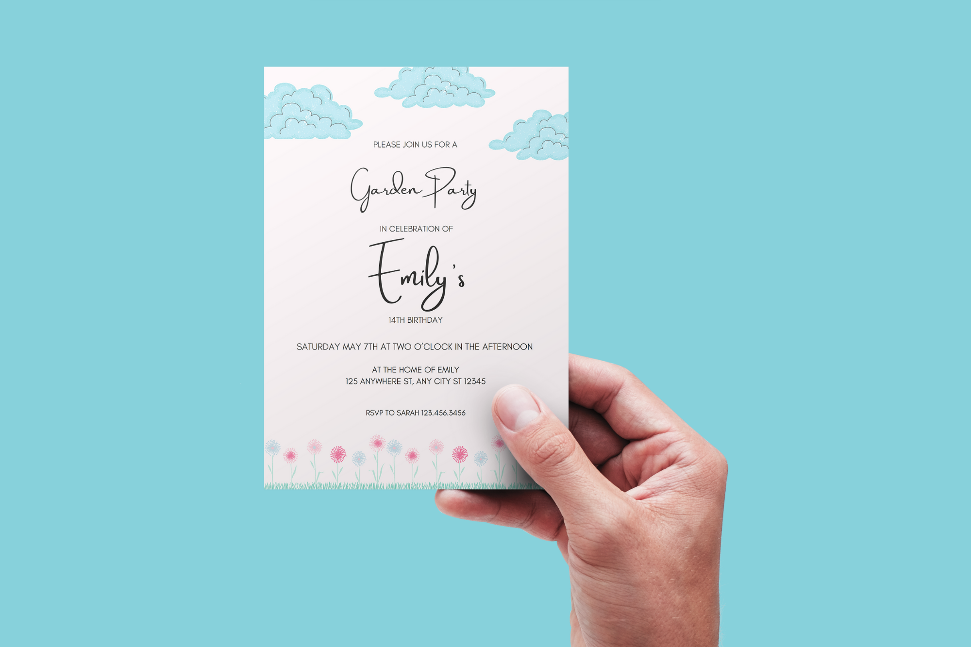 garden party birthday invitation outdoor design editable