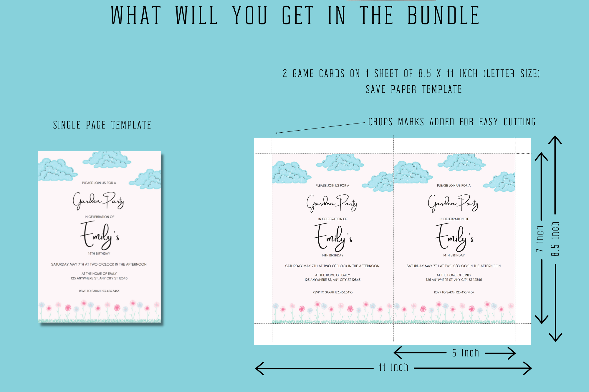 outdoor birthday garden party invite template editable