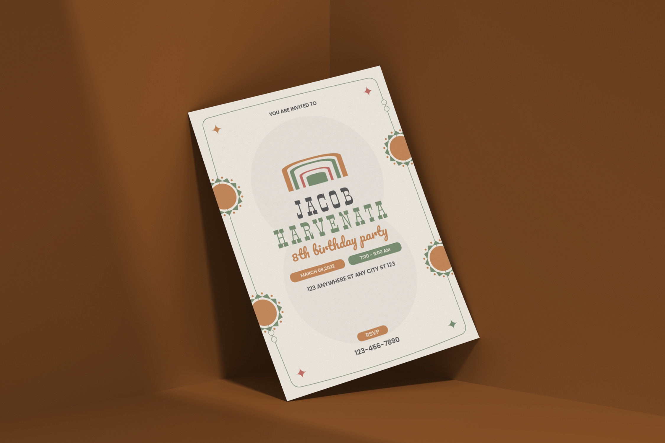 boho outdoor birthday invitation design preview editable