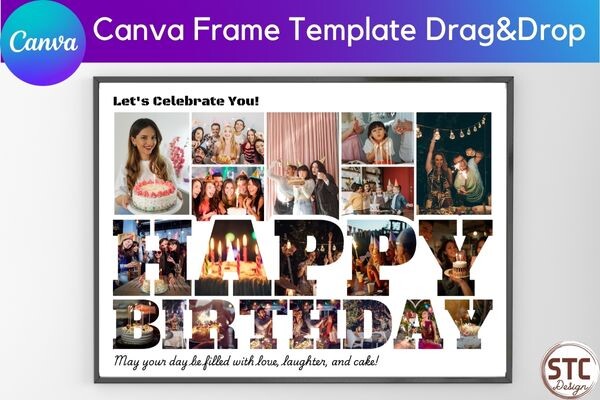 happy birthday photo collage canva frame outdoor party printable editable