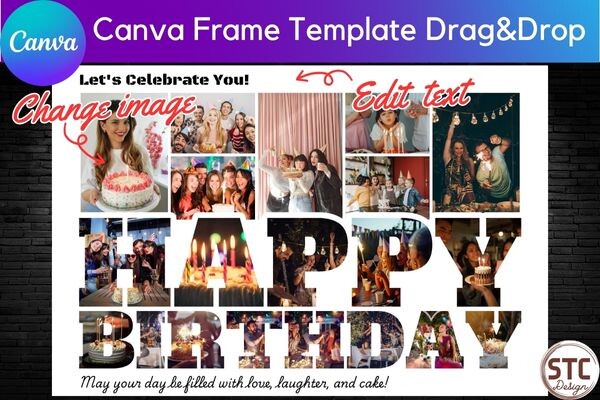 photo display birthday party outdoor night collage template editable