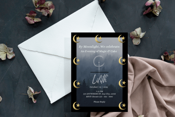 birthday aesthetic dark goth birthday invitation | witch party g printable editable